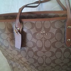  Authentic Coach Signature City Zip Tote 
