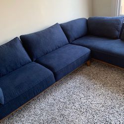 Mid Century Modern Blue RAF Chaise L-Shape Sectional from Macy’s