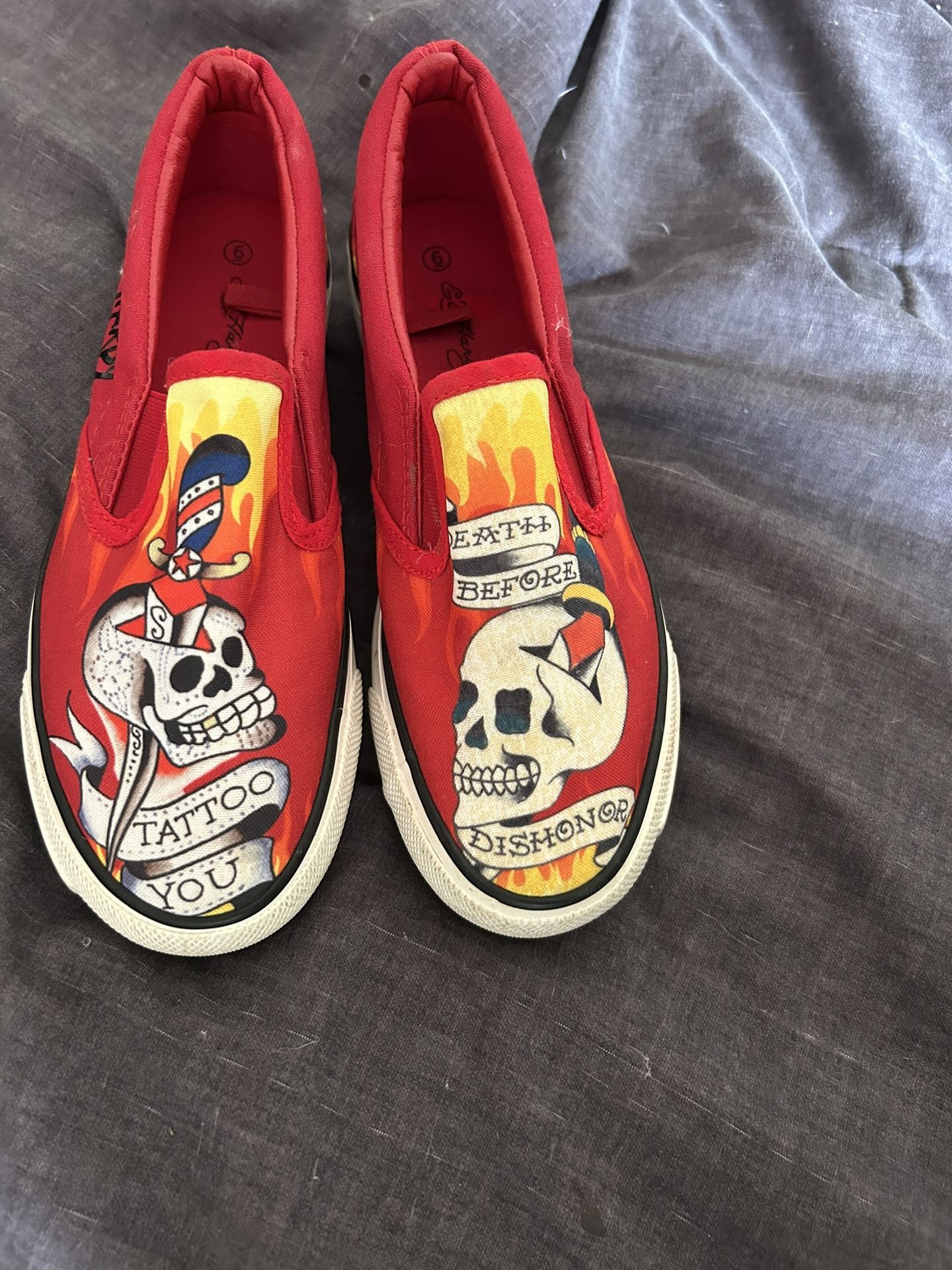 Ed Hardy Slip On Sneakers Size 6