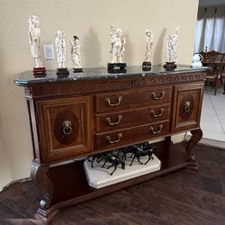 Solid Wood Sideboard/buffet With Marble Top