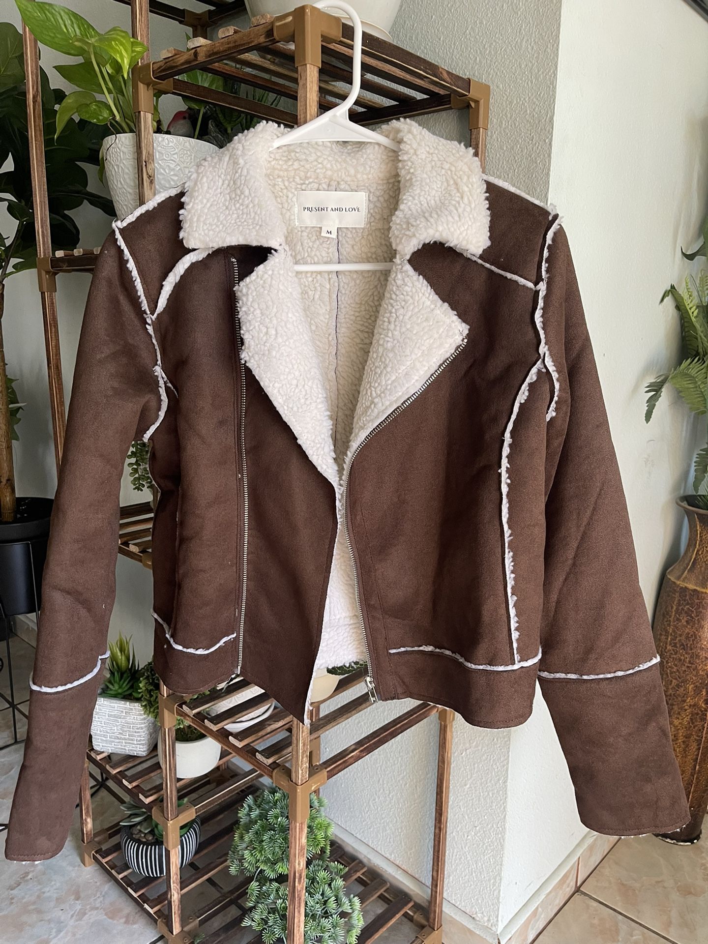 Dark Brown Sherpa-Lined Jacket