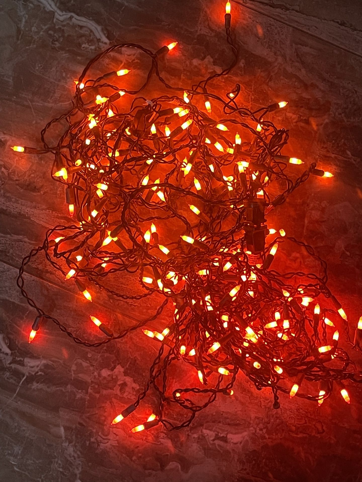 Lot of 2 Strings of Black & Orange Halloween Lights-Approx 18 ft Lit Total-NEW-out of box