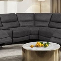 Brand New Grey Super Plush Power Reclining Sectional Sofa 