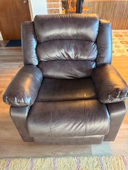 Dark Brown Leather Manual Recliner Chair