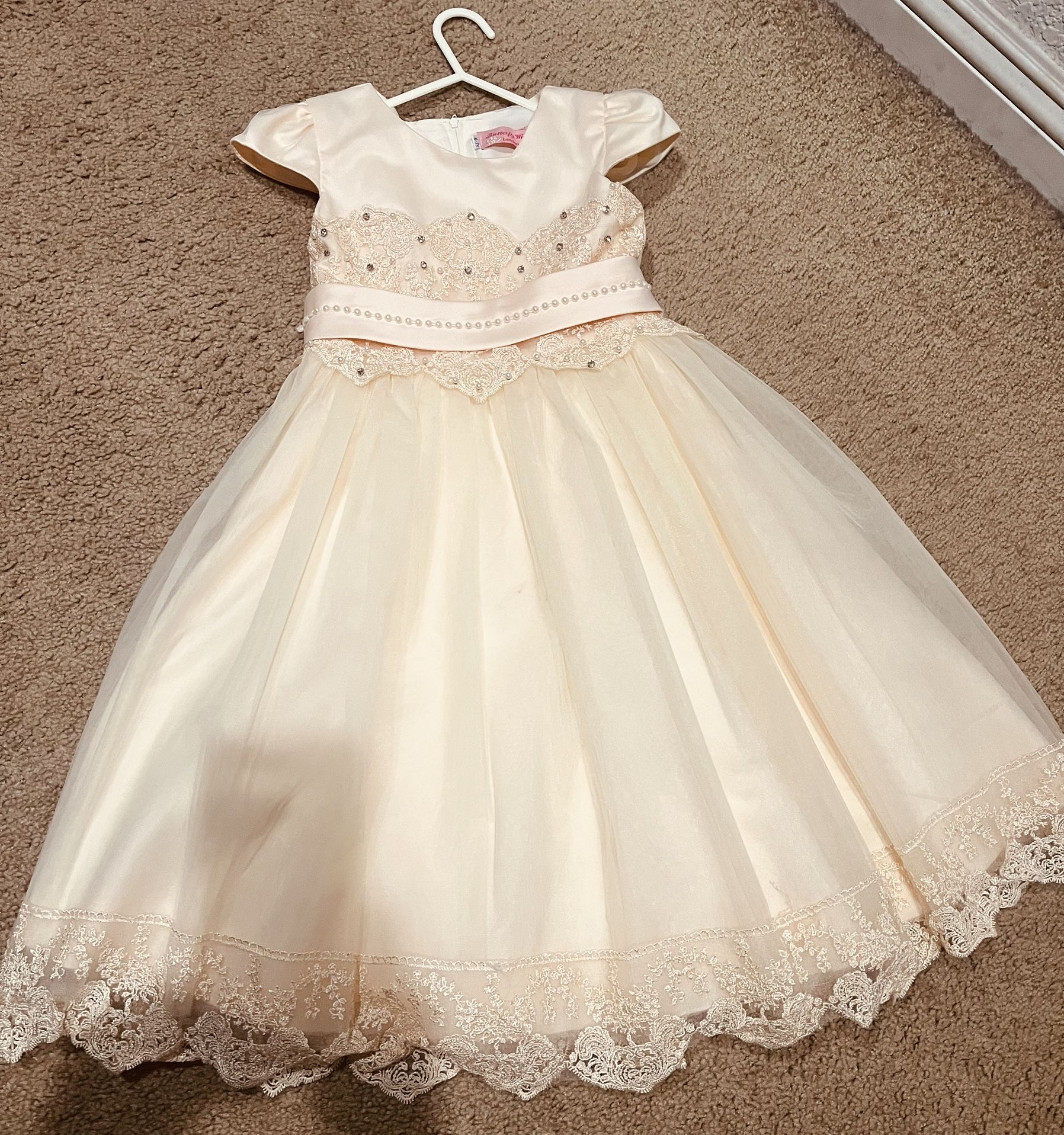 Party Dress,color-peach Size-6/7 Years