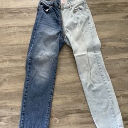 Two Toned Zip Jeans 