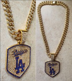 20 or 24" LA Dodgers iced cuban chain pendant other items seen sold separately SHIPPING AVAILABLE