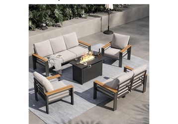 New, Outdoor Patio Set With Fire pit Table And Coffee Table( Already Assembled 