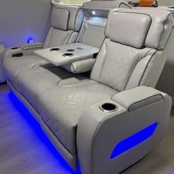 Power Reclining Sofa + Loveseat & LED Lighting
