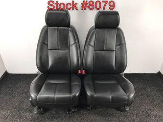 2007 Chevy Tahoe Black Leather Power Heated Front Bucket Seats Seat Stock #8079