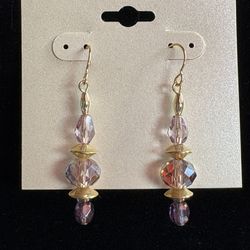 Gold and Purple Faceted Crystal Earrings