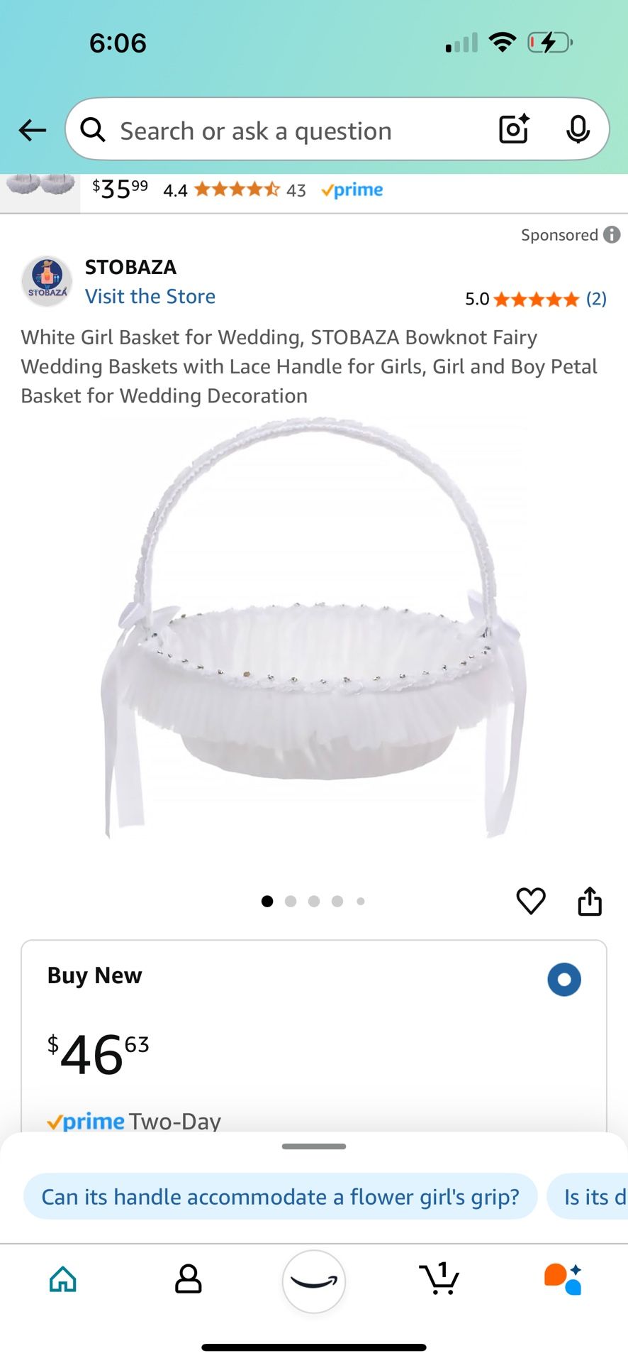 White Flower Girl Basket