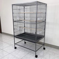 (New in box) $100 Large 52 Inch Tall Bird Cage 31x19x52” with Rolling Stand and Slide Out Tray 
