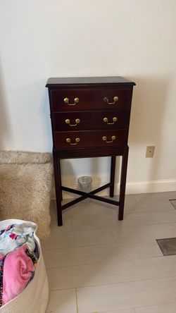 Mahogany 3-Drawer Side Table with Brass Hardware