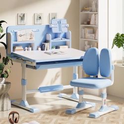 Kids Adjustable Desk and Chair Set Blue