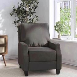 Pushback Recliner, Living Room Chair, Charcoal faux leather