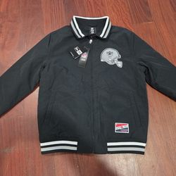 New Authentic NewEra Raiders Throwback bomber jackets. Small-2XL