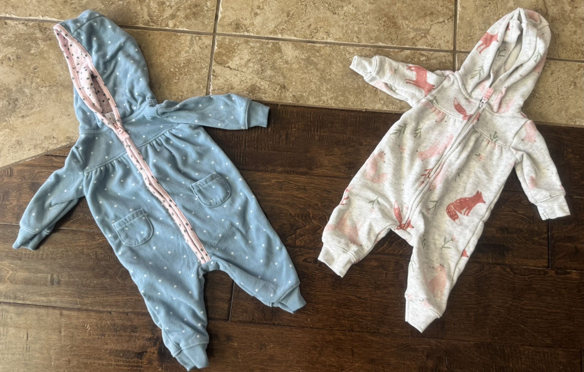 Carters infant girls 3 month long sleeve onesies set fleece and cotton set