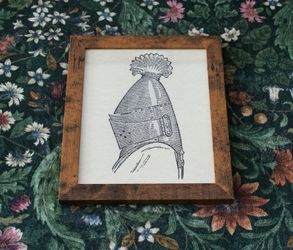 Framed Medieval Print - Knight Helmet / Armor Illustration (8x10)