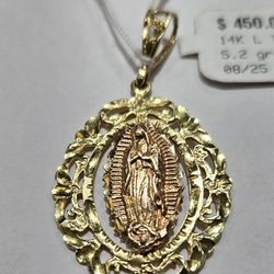 Virgin Mary 14K Pendant 