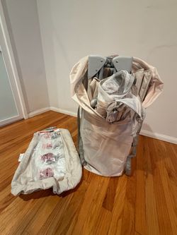 TinyGlow Baby Bassinet, Pack and Play, Bedside Crib Sleeper, Diaper Changer
