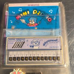 This is a vintage Electron Echo mini piano toy, also known as the CAL-TECH, INC. Mini Piano CT-01.  It was a popular electronic pocket keyboard toy fr