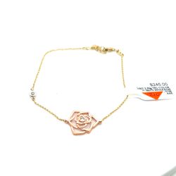 14kt Gold Tri Color Single Rose Bracelet 2.50grams 7” 172194 4