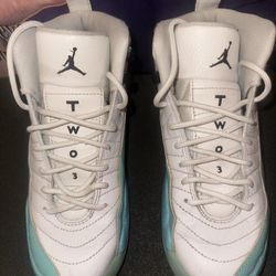 Nike Air Jordan XII 12 Retro 510815-100 Aqua Youth Shoes Size 4Y
