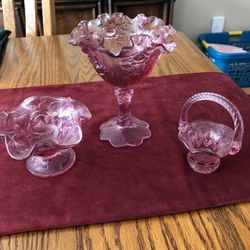 Fenton strawberry dusty rose glassware