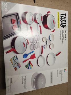Tasty 30-Piece Ceramic Nonstick Cookware Set with Google Home Mini (New in Box)