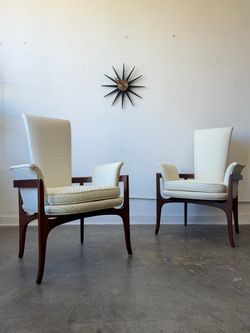 Vintage Pair of Sculptural Walnut Chairs