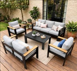 5 Piece Aluminum Outdoor Furniture Set with Coffee Table