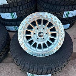 AXD WHEELS 17" SILVER WITH 265 70 17 KUMHO TIRE ALL 4 WHEELS AND TIRES