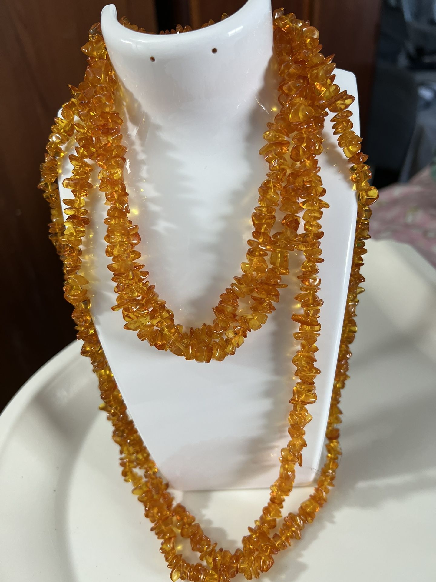 Long Amber Handmade Necklace 