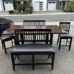 Solid Oak Dining Table, Countertop Height 