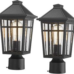 Darkaway Outdoor Post Lights Lamp Post Light Fixture, Waterproof Aluminum Housing with Glass, Fence Post Deck Lighting for Garden, Patio, Pathway (2 P