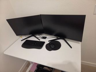 Computer desk and two displays