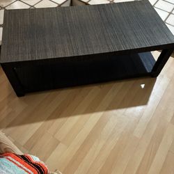 2-Tier Woven Fabric Wrapped Coffee Table - Grey / Organic Modern