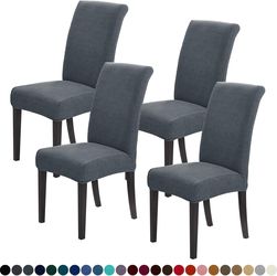 Joccun Chair Covers for Dining Room Set of 4, Dining Chair Slipcovers- Gray