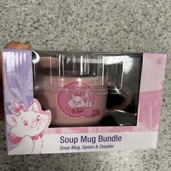 NWT Disney The Cat soup Mug Set with Spoon and Coaster