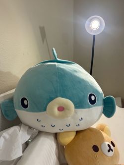 Large Blue White Whale Pufferfish Plush Stuffed Animal 24-36 in