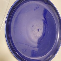 Large Blue Ceramic Plant Saucer Birdbath