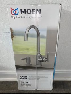 Moen Soltani Spot Resist Stainless Single Handle High-Arc Bar Kitchen Faucet New In Box