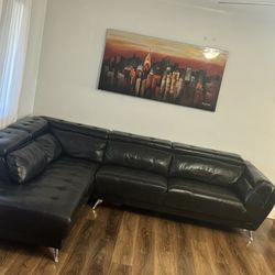 Black Leather Sectional 