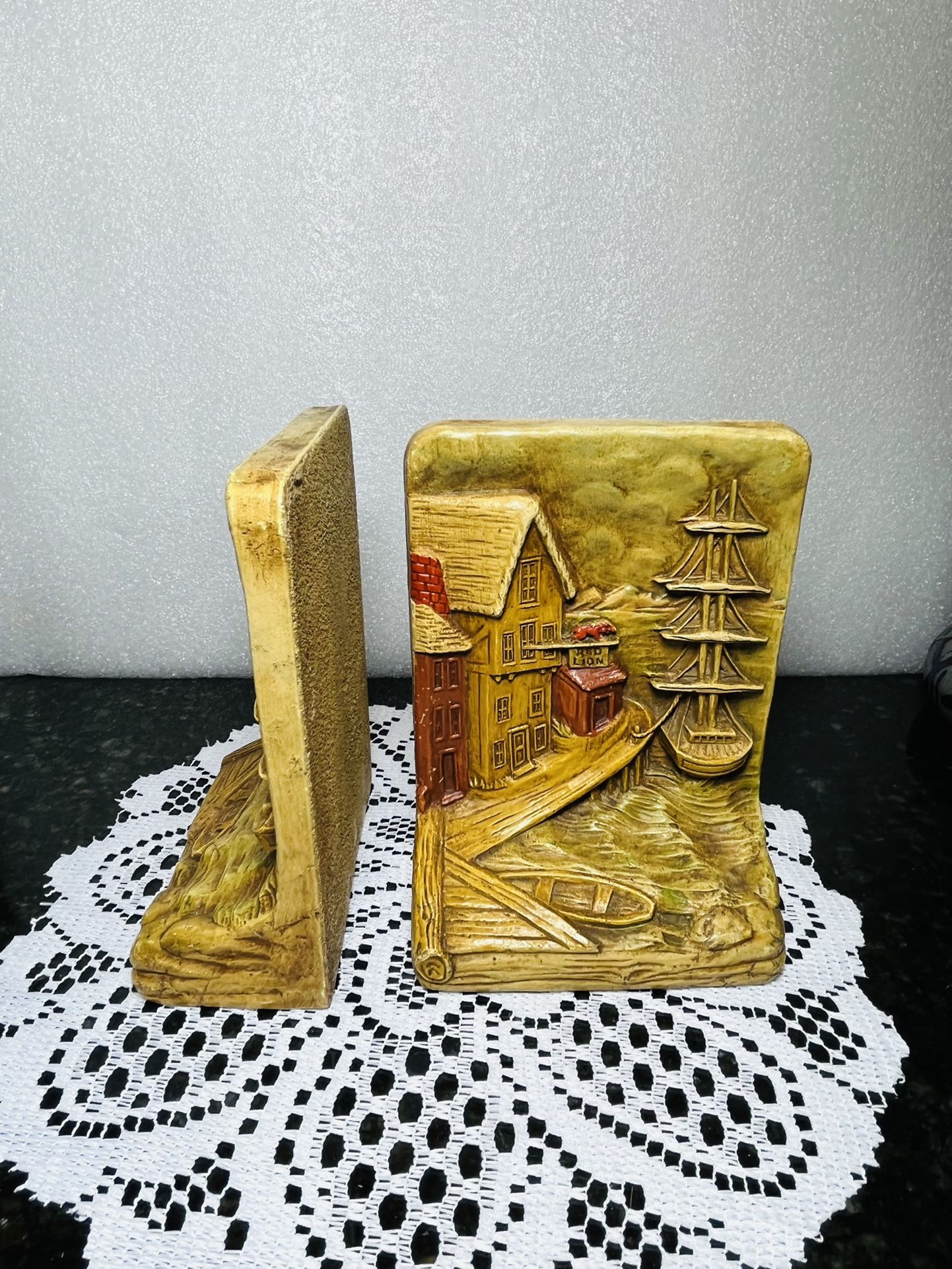 Vintage Bookends Red Lion nautical Ship