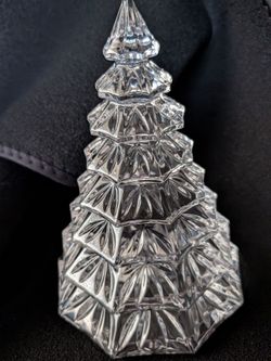 VINTAGE made in GERMANY Waterford Crystal Christmas Tree Sculpture, an elegant holiday figurine crafted from fine lead crystal.