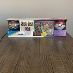 Pokemon Collector Treasure Chest 3-Pack 2 Poke Balls Tin Booster Cards Costco