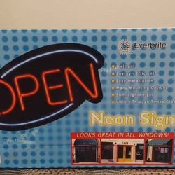 Vintage Everbrite Real NEON OPEN Sign! New Old Stock Brand New in Box!