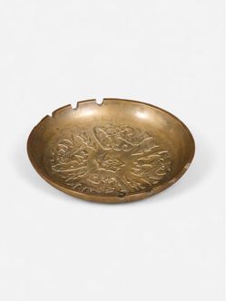 Vintage Hollywood Regency Style Brass Ashtray w/ Ornamental Relief, c.1960's - Delivery Available