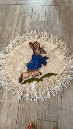 Vintage latch hook rug Peter Rabbit